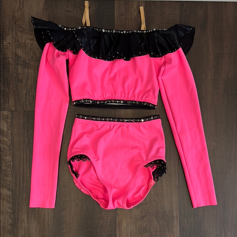 Pink and Black Jazz Dance Costume Set